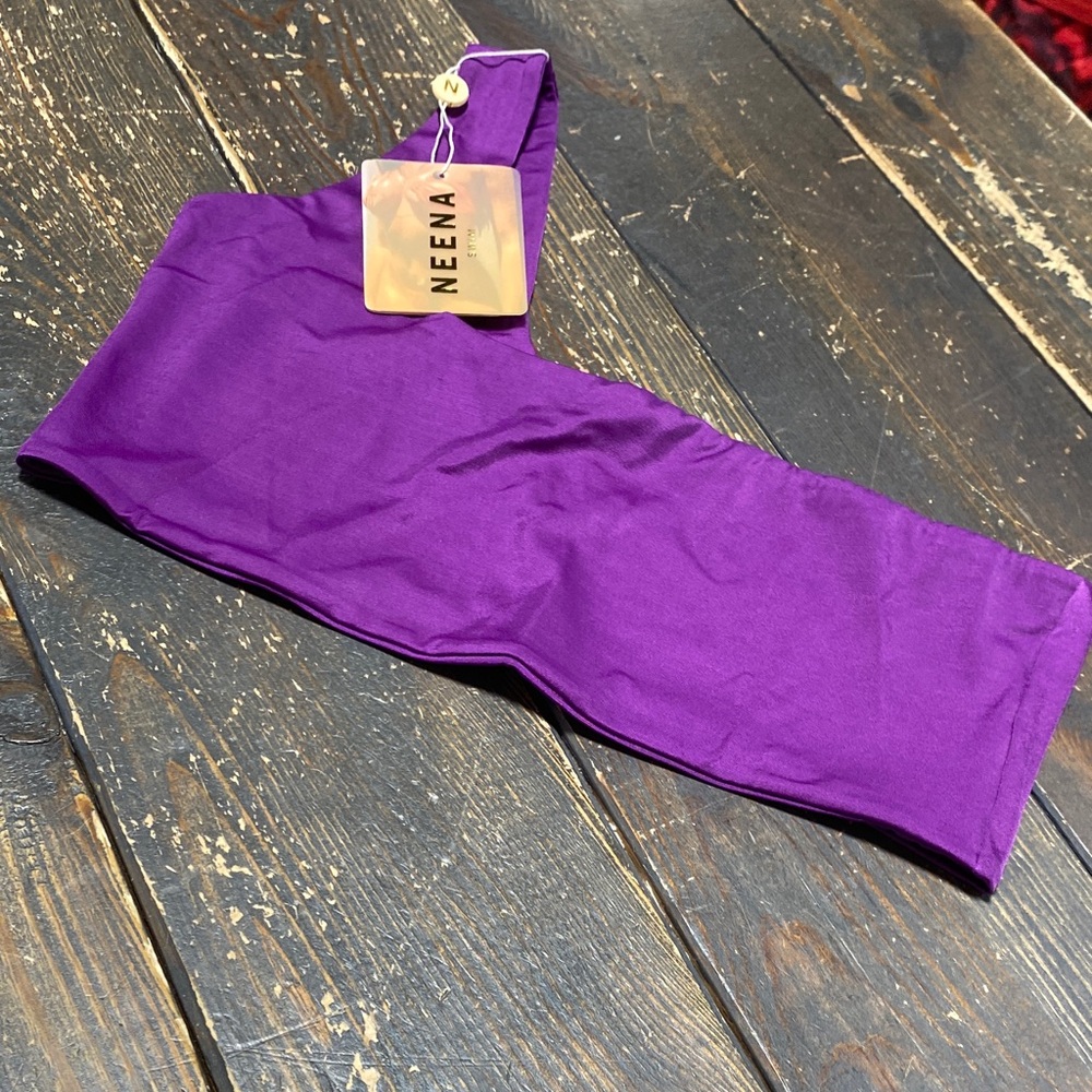 Neena Swim Purple One-Shoulder Top Bikini - L